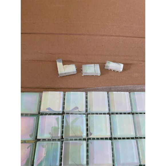 Fired Earth Glass Mosaic Tile Lot 298 Pieces Iridescent Square Pieces Pastel Mix - Picture 8 of 15